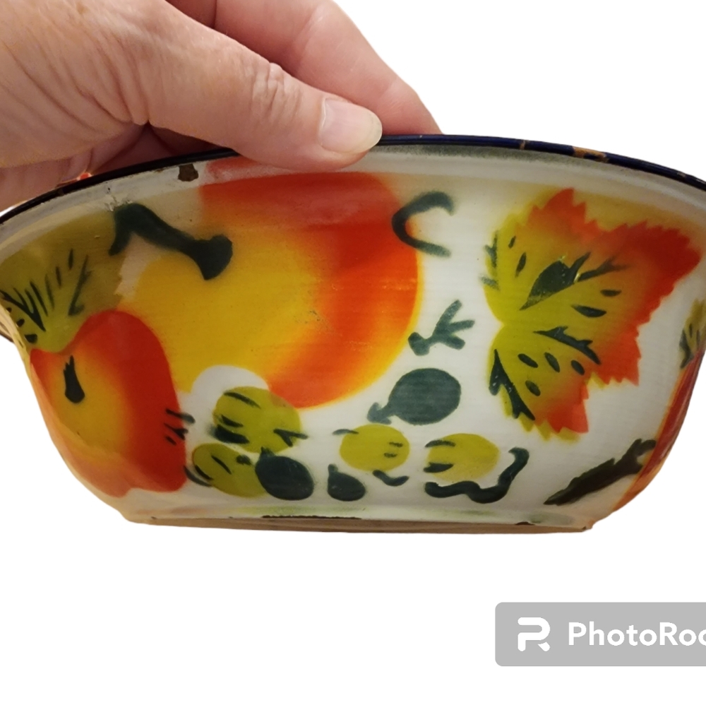 Vintage Graniteware/ Enamelware Bowl 12in  Tomato  Pattern